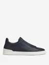 Zegna Triple Stitch Shoes In Navy Blue
