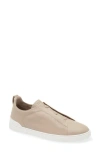 Zegna Triple Stitch Slip-on Sneaker In Khaki