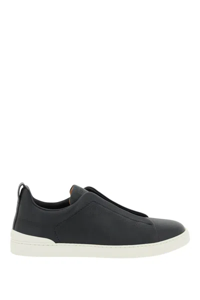 Zegna 'triple Stitch' Slip On Sneakers In Blue