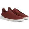 Zegna Cotton-linen Triple Stitch Sneakers In Dark Red Solid