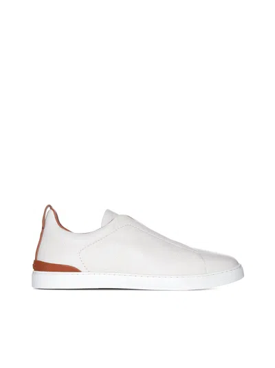 ZEGNA TRIPLE STITCH™ SNEAKER IN CREAM DEER LEATHER