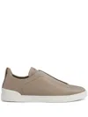 Zegna Triple Stitch Sneakers In 褐色