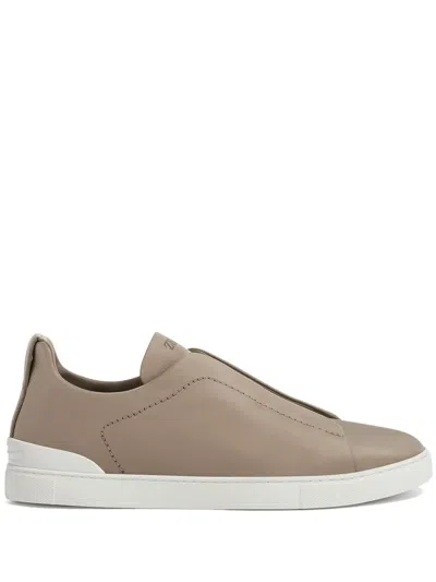 Zegna Triple Stitch Sneakers In 褐色