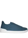 Zegna Low Top Sneakers Contrast Sole In Denim Blue