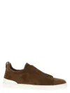 Zegna Slip-on Suede Low Top Sneakers In Brown
