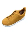 Zegna Lace-up Suede Sneakers In Gold