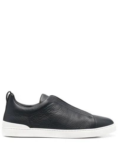 Zegna Triple Stitch Sneakers In Black