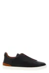 Zegna Triple Stitch Sneakers In Black