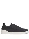 Zegna Triple Stitch Sneakers In Dark Grey