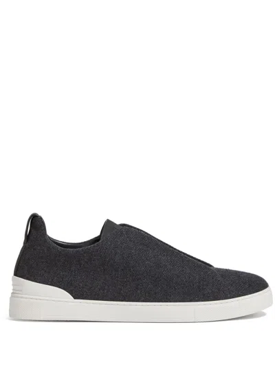 Zegna Triple Stitch Sneakers In Dark Grey