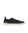Zegna Triple Stitch Sneakers In Black