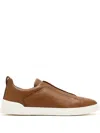 Zegna Baskets Triple Stitch Secondskin Foliage Foncé In Brown