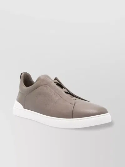 Zegna Triple Stitch Sneakers Contrast Sole In Grey