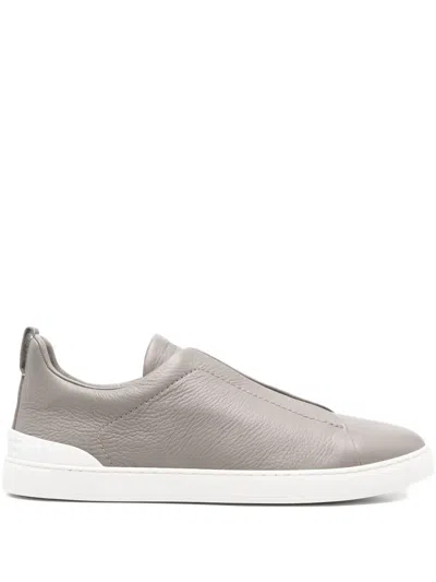 Zegna Triple Stitch Sneakers In Gray