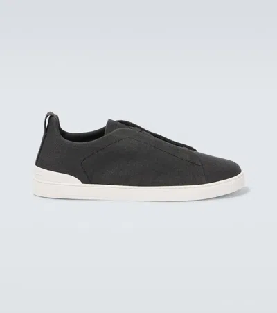 Zegna Triple Stitch Sneakers In Gray