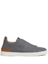 Zegna Triple Stitch Slip-on Sneakers In Grey