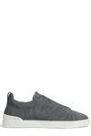Zegna Men's Triple Stitch Canvas Slip-on Sneakers In Dark Taupe