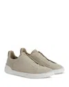 Zegna Round Toe Low Top Casual Shoes In Light Beige