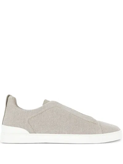 Zegna Triple Stitch Sneakers In Gray