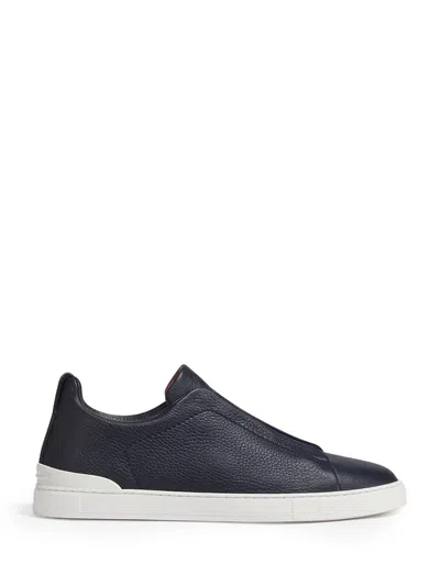 Zegna Triple Stitch Sneakers Navy In Multi