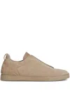 Zegna Beige Triple Stitch Sneakers In Neutrals