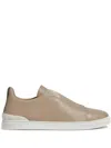 Zegna Light Taupe Triple Stitch Secondskin Sneakers In Neutrals