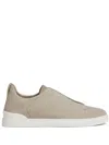 Zegna Round Toe Low Top Casual Shoes In Neutrals