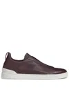 Zegna Triple Stitch Secondskin Sneakers In Dark Brown In Purple
