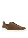 Zegna Slip-on Suede Low Top Sneakers In Brown