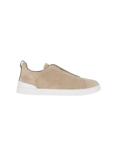 Zegna " Triple Stitch" Sneakers In Nude