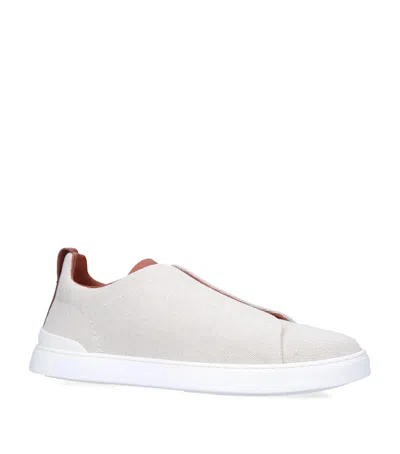 Zegna Triple Stitch Sneakers In White