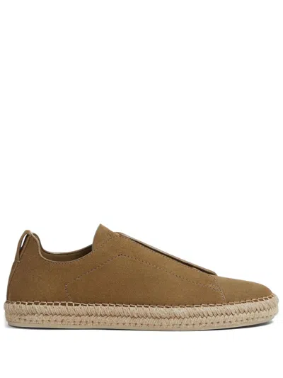 ZEGNA TRIPLE STITCH SUEDE ESPADRILLES