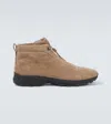 Zegna Suede Triple Stitch High-top Sneakers In Beige