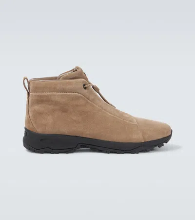 ZEGNA TRIPLE STITCH SUEDE HIGH-TOP SNEAKERS