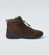 Zegna Triple Stitch Suede High-top Sneakers In Brown