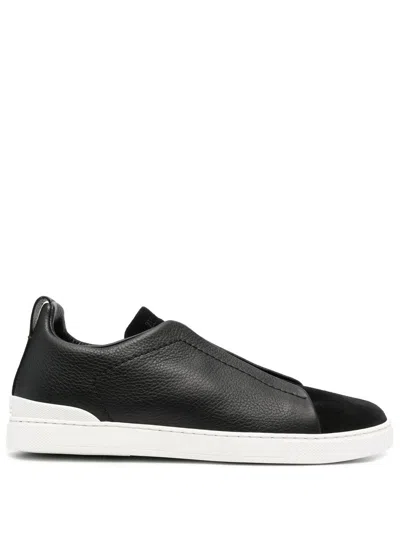 Zegna Black Triple Stitch Sneakers In Ner