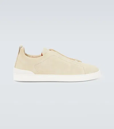 ZEGNA TRIPLE STITCH SUEDE SNEAKERS