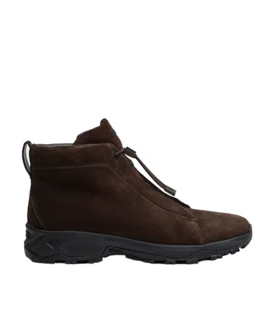 Zegna Triple Stitch Vetta Suede Sneakers In Black