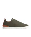 Zegna Triple Stitch Flannel Sneaker In Green