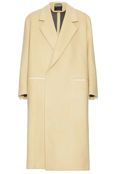 Zegna Trofeo Cashmere Coat In Light Beige