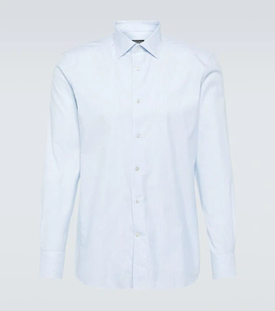 Zegna Trofeo Cotton Shirt In Blue