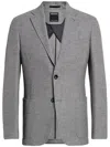 Zegna Single-breasted Wool-blend Blazer In Grey