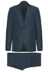 Zegna Dark Teal Blue Trofeo Summer Wool And Linen Jacket In Teal Blue