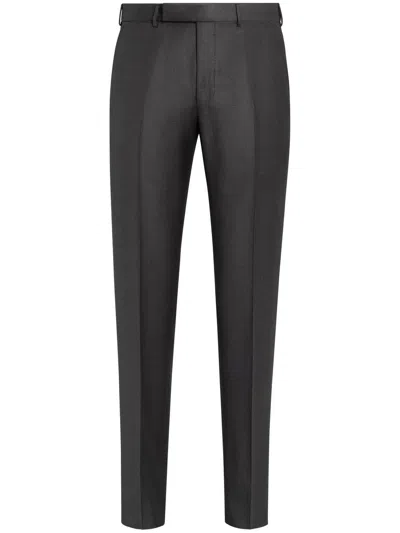 Zegna Mid-rise Straight-leg Trousers In Grey