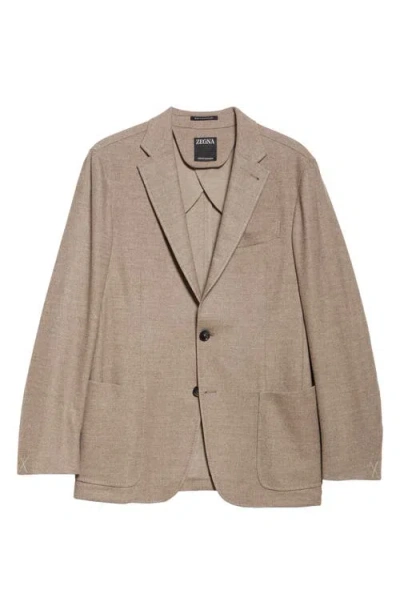 Zegna Light Taupe Jerseywear Cotton Jacket In Piedicavallo