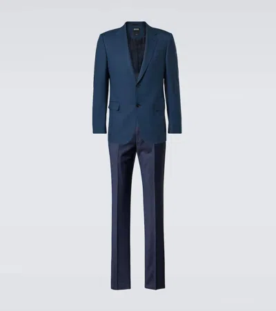 Zegna Trofeo Wool Slim Pants In Blau