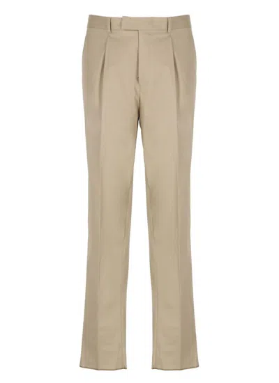 Zegna Cropped Cotton Pants Pleats In Red