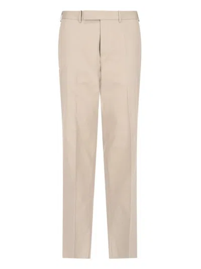 Zegna Slim-fit Pleated Cotton And Wool-blend Twill Trousers In Neutrals