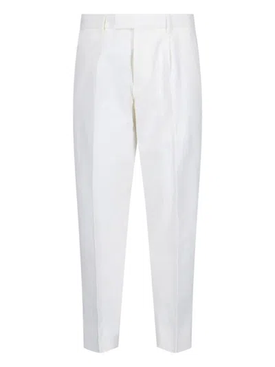 Zegna Medium Waist Tailored Pants With Pleats In White