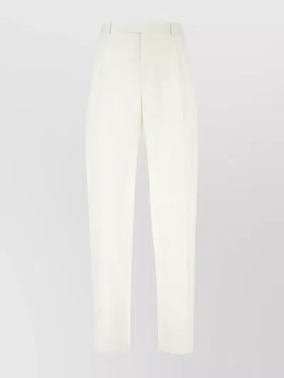 Zegna Trousers With Belt Loops And Pleated Front In White